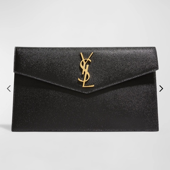 Yves Saint Laurent Handbags - Yves Saint Laurent Black Clutch with Gold Logo